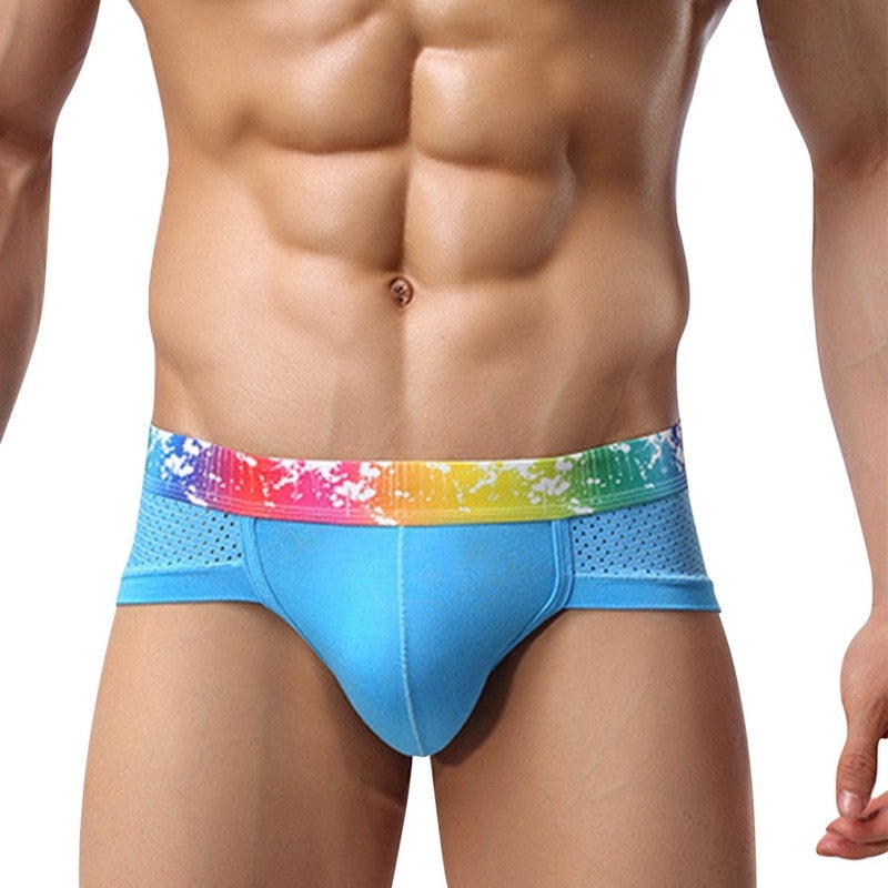 Men's Colorful Side Mesh Modal Low Waist Underwear