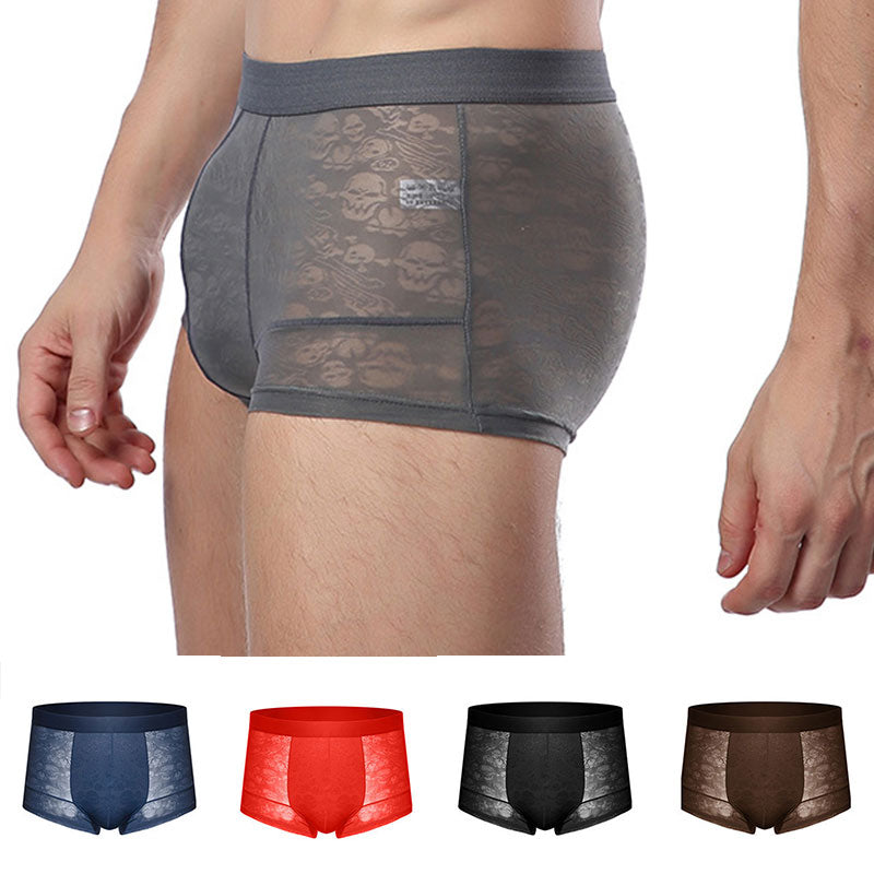 Summer Ice Silk Boxer Briefs Breathable See-through Underwear