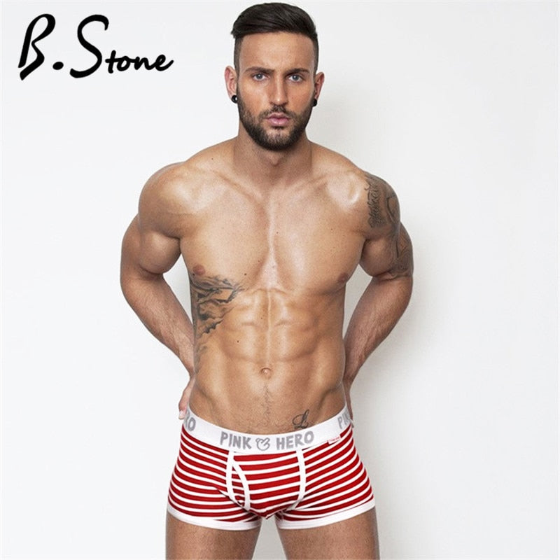 Hot Sell Cheap New Mr Fashion Brand Male Sexy Cotton Striped Boxer Briefs